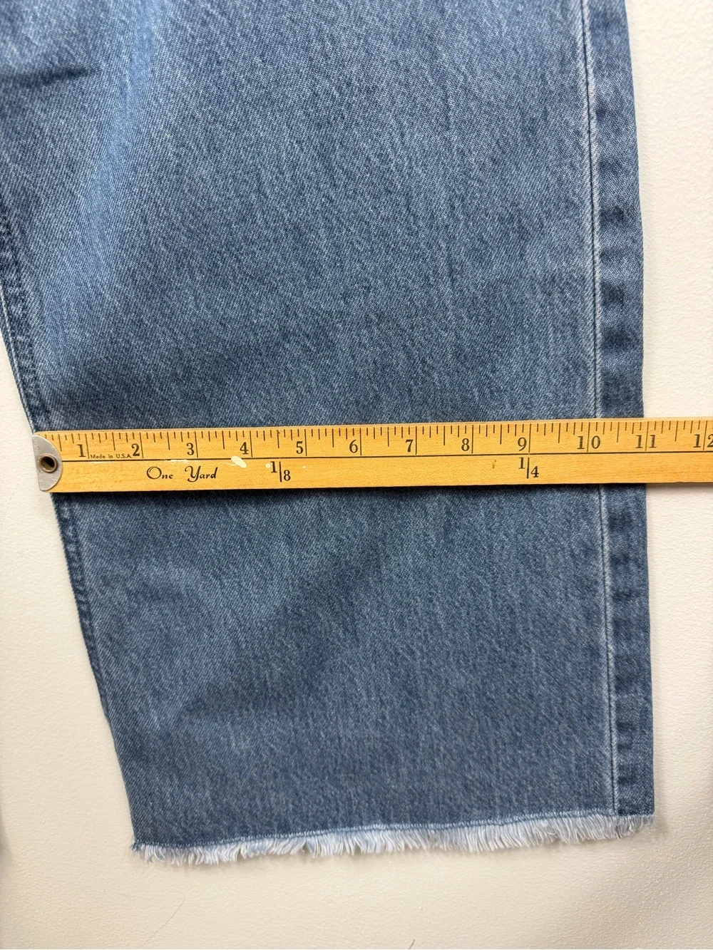 Venus Womens High Rise Wide Leg Jeans Size 10 Medium Wash Raw Fringed Hem Crop